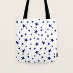 Stars - Navy Blue on White Tote Bag Gallery Image 1
