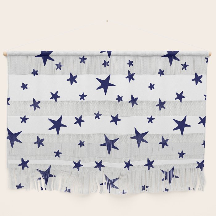 Stars - Navy Blue on White Wall Hanging Gallery Image 1