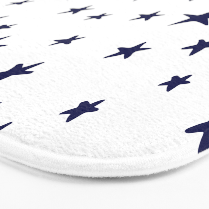 Stars - Navy Blue on White Bath Mat Gallery Image 3
