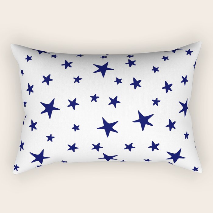 Stars - Navy Blue on White Rectangular Pillow Gallery Image 2