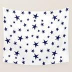 Stars - Navy Blue on White Wall Tapestry Gallery Image 4