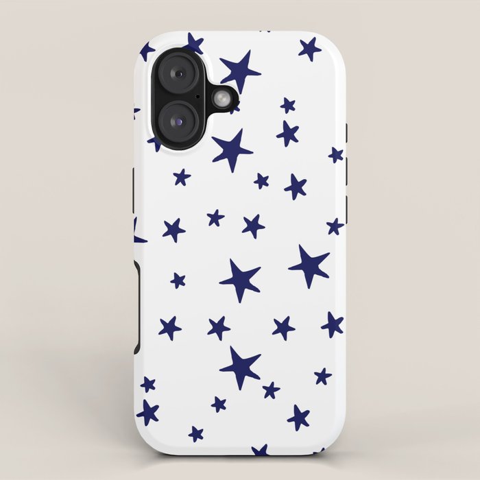 Stars - Navy Blue on White iPhone Case Gallery Image 1