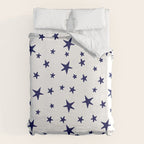 Stars - Navy Blue on White Duvet Cover Gallery Image 6