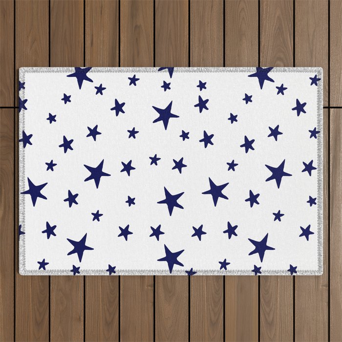Stars - Navy Blue on White Outdoor Rug Gallery Image 1
