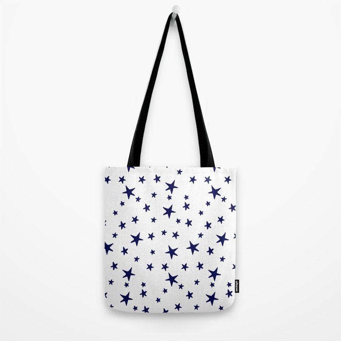 Stars - Navy Blue on White Tote Bag Gallery Image 2