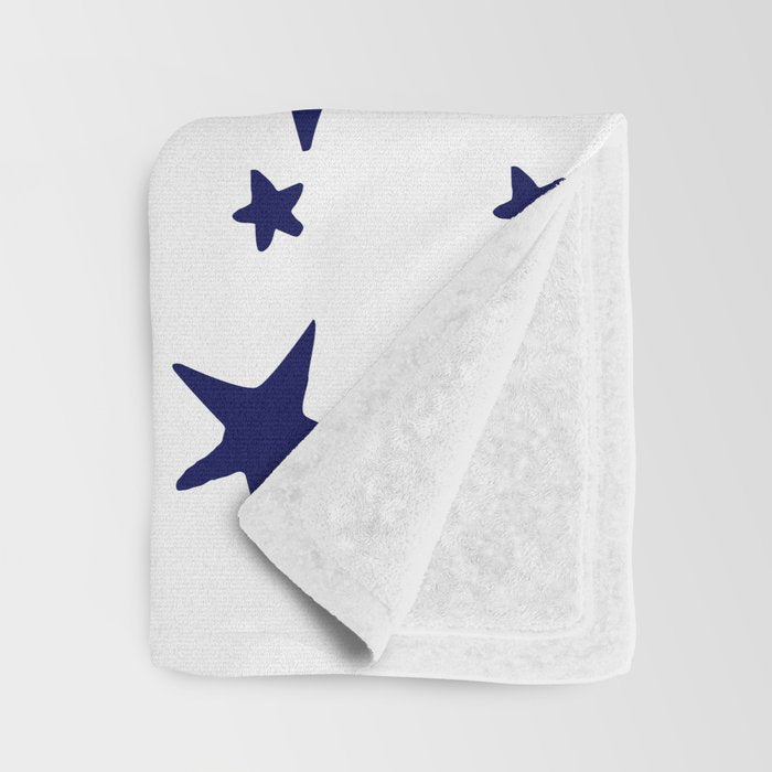 Stars - Navy Blue on White Throw Blanket Gallery Image 3