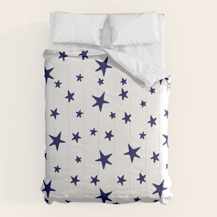 Stars - Navy Blue on White Comforter Gallery Image 1