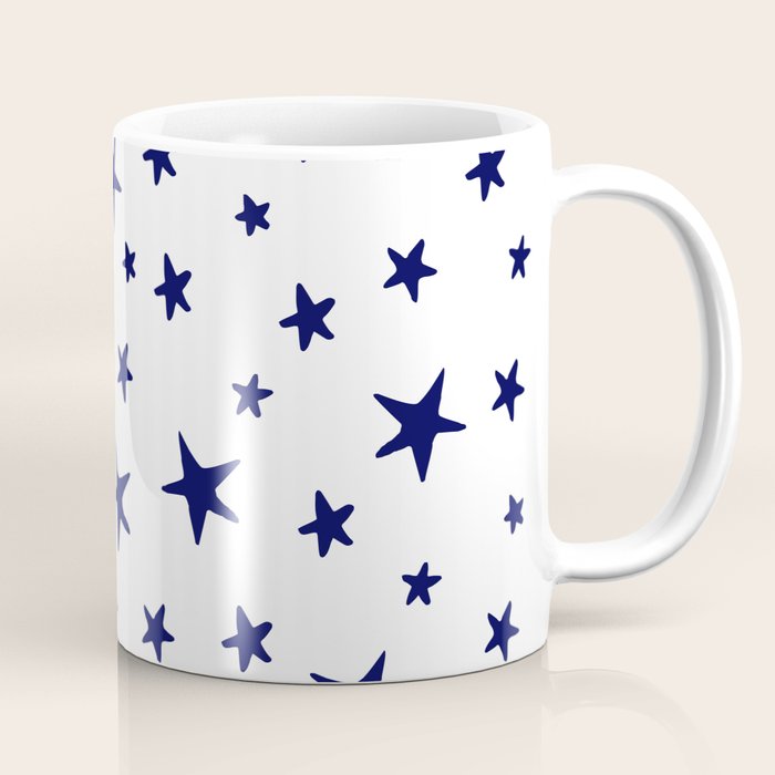 Stars - Navy Blue on White Coffee Mug Gallery Image 1