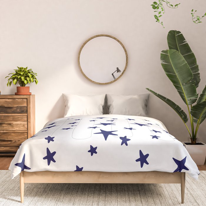 Stars - Navy Blue on White Comforter Gallery Image 3