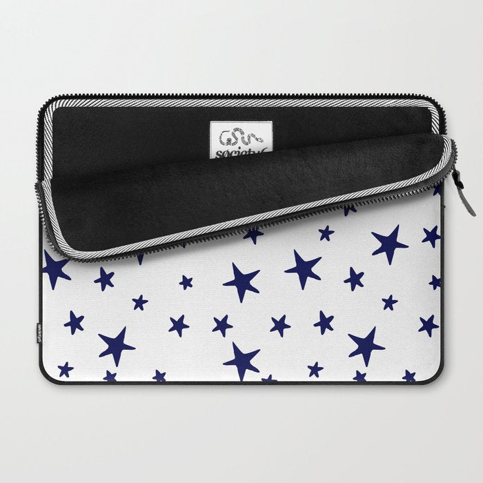 Stars - Navy Blue on White Laptop Sleeve Gallery Image 2
