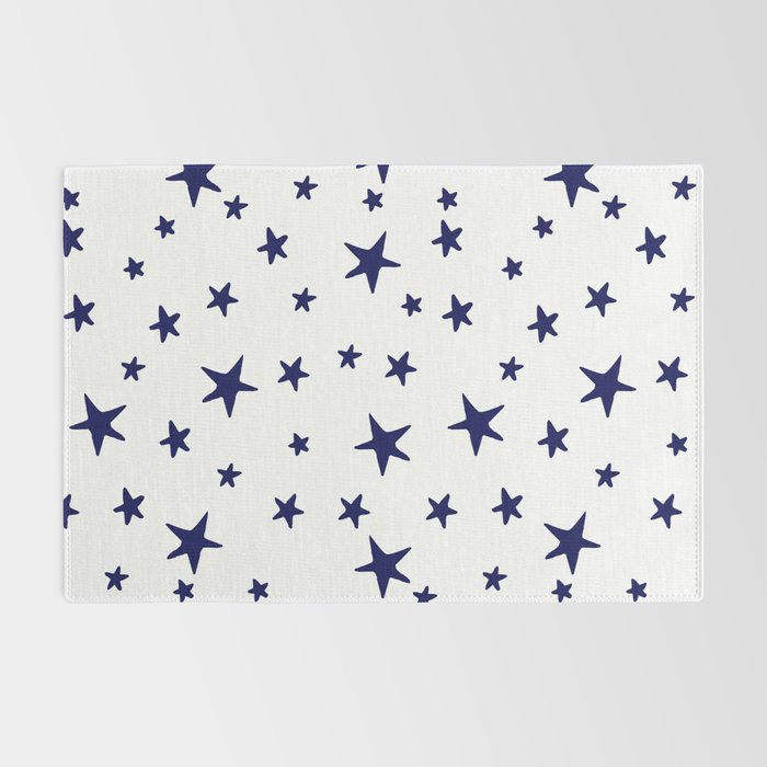 Stars - Navy Blue on White Rug Gallery Image 2