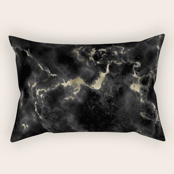 Modern abstract black gold trendy marble Rectangular Pillow Gallery Image 1