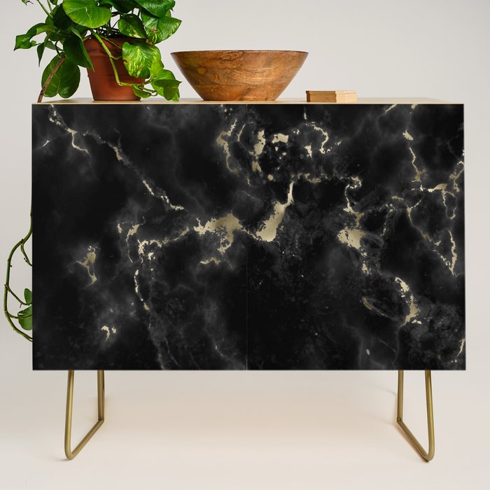Modern abstract black gold trendy marble Credenza Gallery Image 1