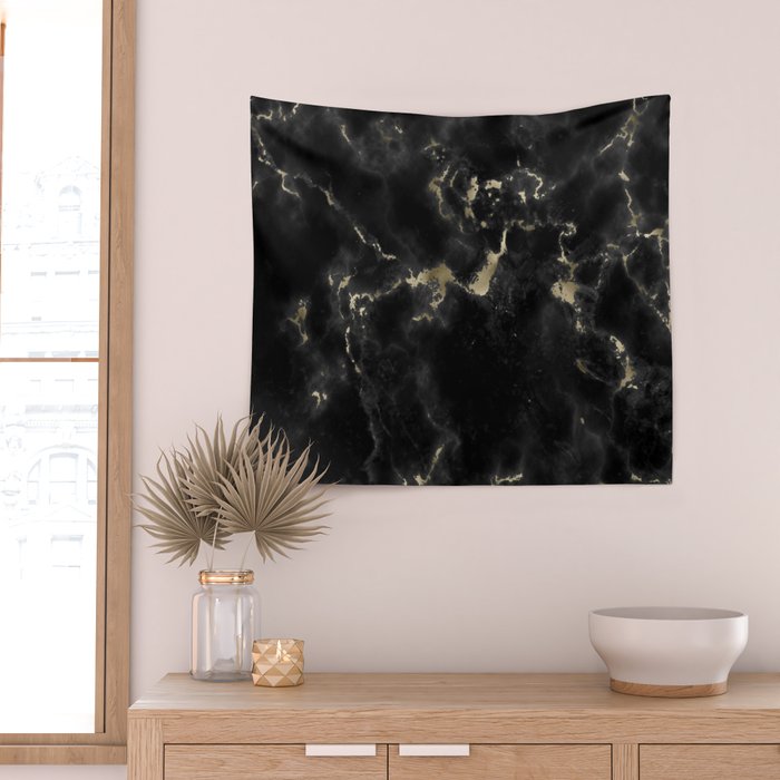 Modern abstract black gold trendy marble Wall Tapestry Gallery Image 2