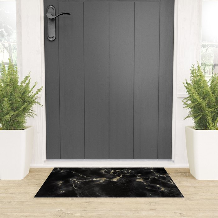 Modern abstract black gold trendy marble Welcome Mat Gallery Image 3