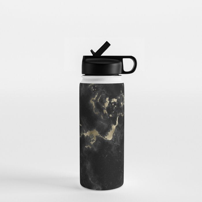 Modern abstract black gold trendy marble Water Bottle Gallery Image 1