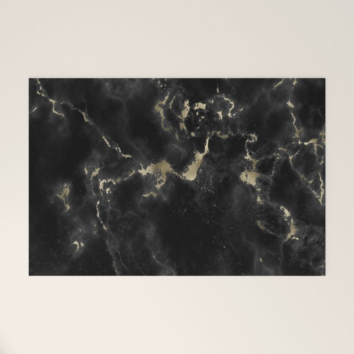 Modern abstract black gold trendy marble Welcome Mat Gallery Image 1