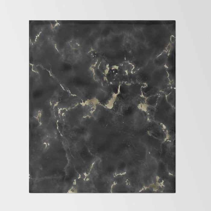 Modern abstract black gold trendy marble Throw Blanket Gallery Image 2