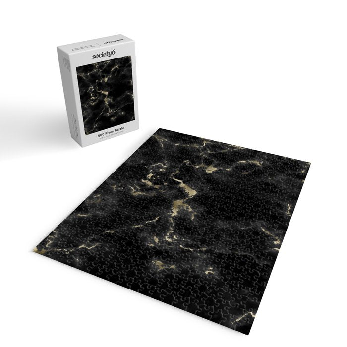 Modern abstract black gold trendy marble Jigsaw Puzzle Gallery Image 2
