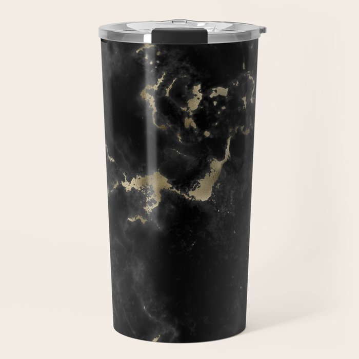 Modern abstract black gold trendy marble Travel Mug Gallery Image 1