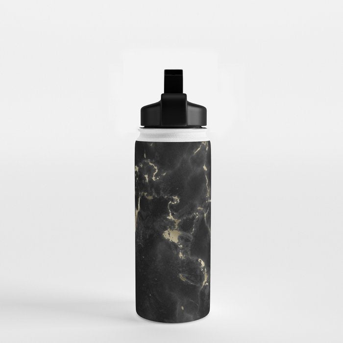 Modern abstract black gold trendy marble Water Bottle Gallery Image 2