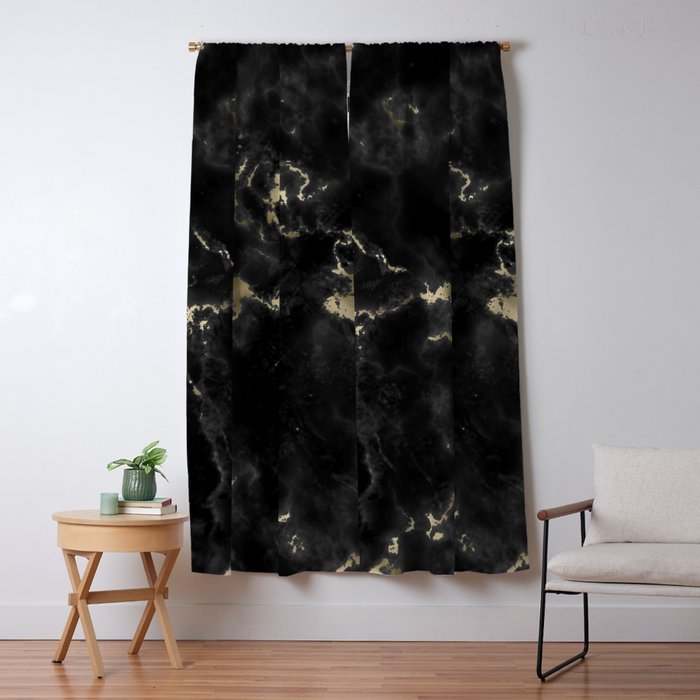 Modern abstract black gold trendy marble Window Curtain Gallery Image 5
