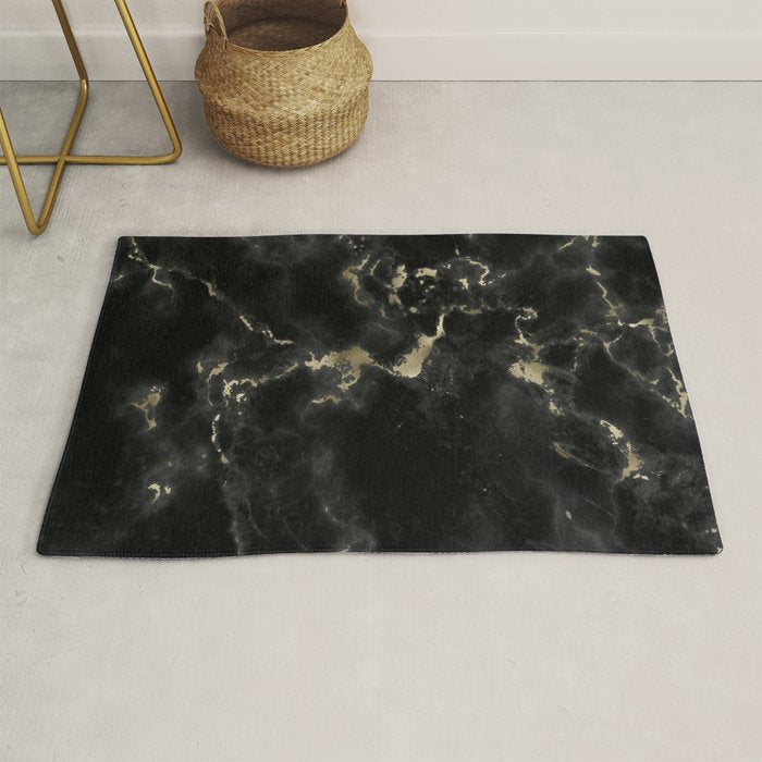 Modern abstract black gold trendy marble Rug Gallery Image 1