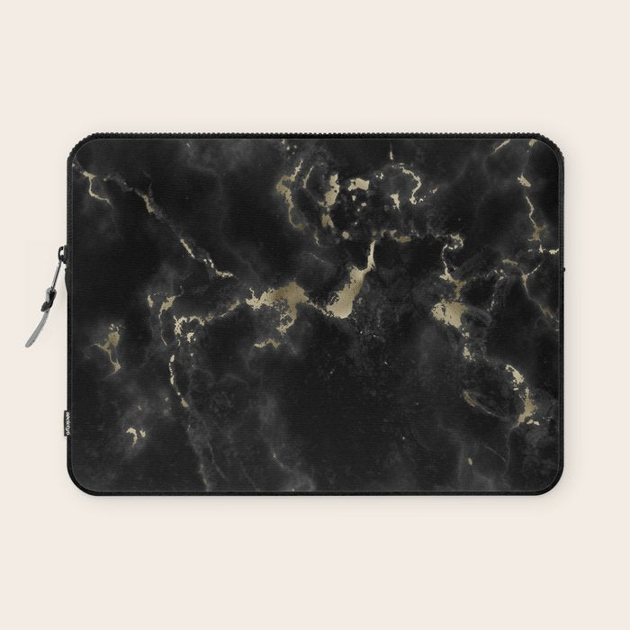 Modern abstract black gold trendy marble Laptop Sleeve Gallery Image 1
