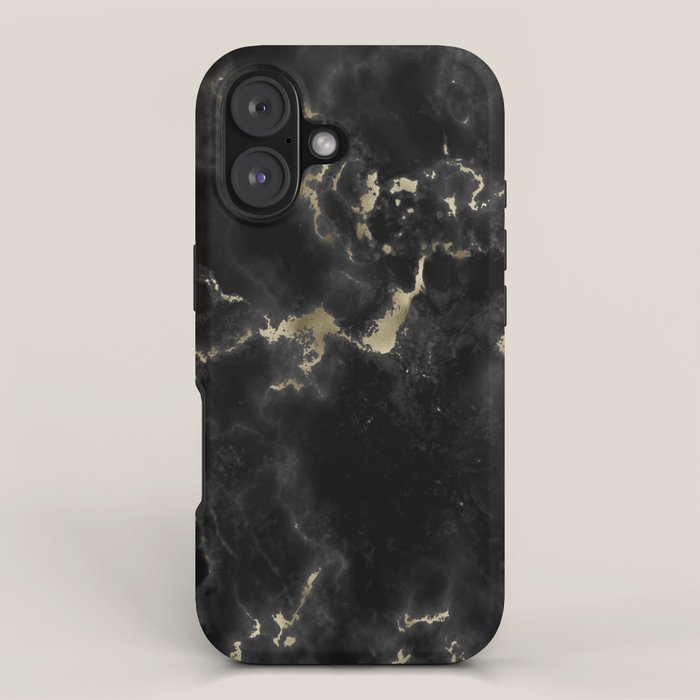 Modern abstract black gold trendy marble iPhone Case Gallery Image 1
