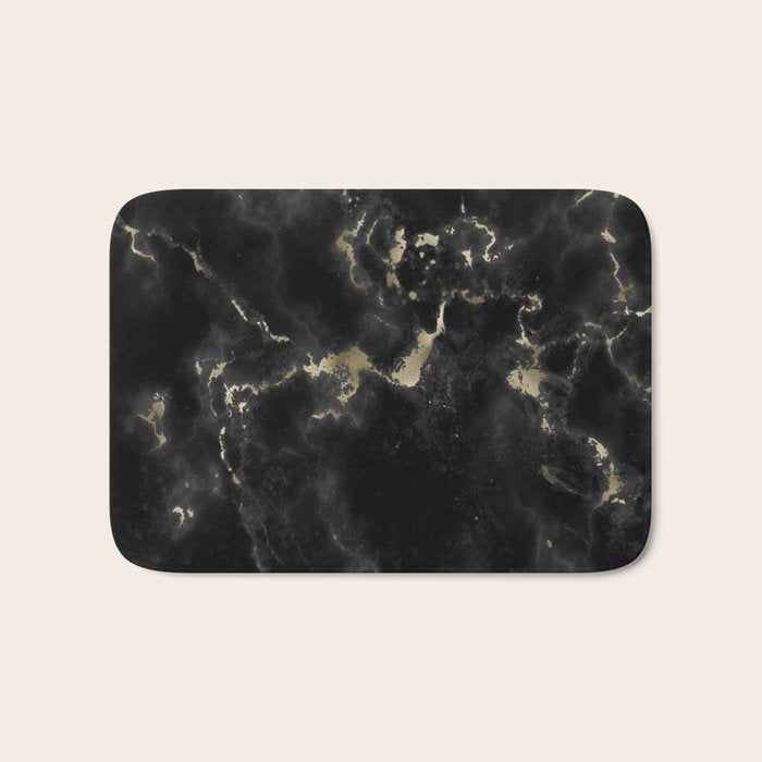 Modern abstract black gold trendy marble Bath Mat Gallery Image 1