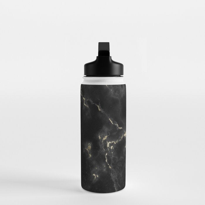 Modern abstract black gold trendy marble Water Bottle Gallery Image 3
