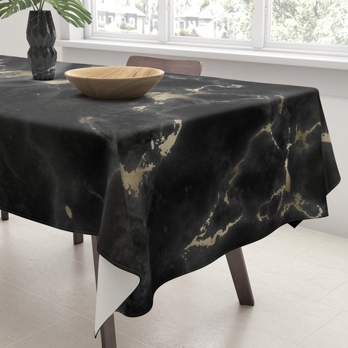 Modern abstract black gold trendy marble Tablecloth Gallery Image 3