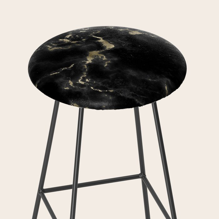 Modern abstract black gold trendy marble Stool Gallery Image 2