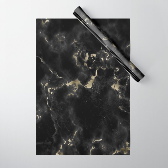 Modern abstract black gold trendy marble Wrapping Paper Gallery Image 1
