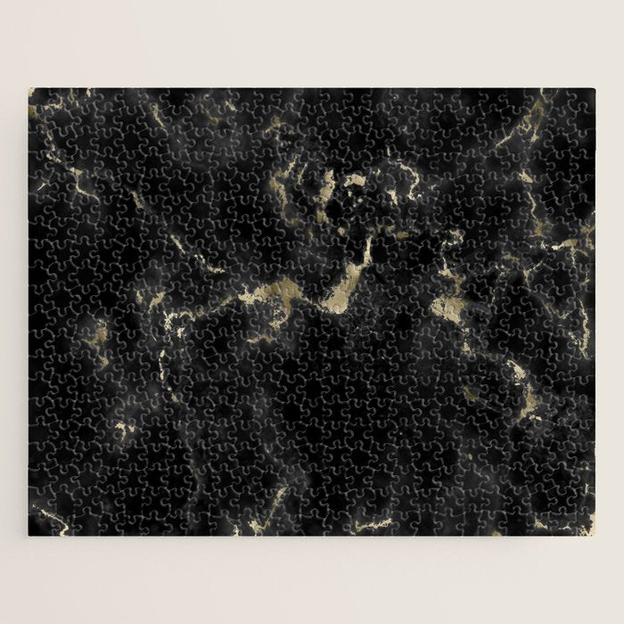 Modern abstract black gold trendy marble Jigsaw Puzzle Gallery Image 1