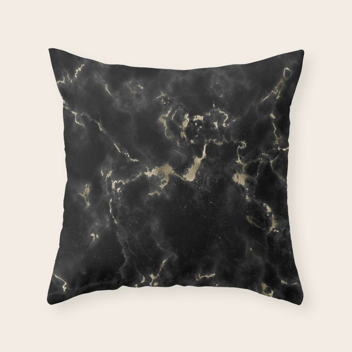 Modern abstract black gold trendy marble Throw Pillow Gallery Image 6