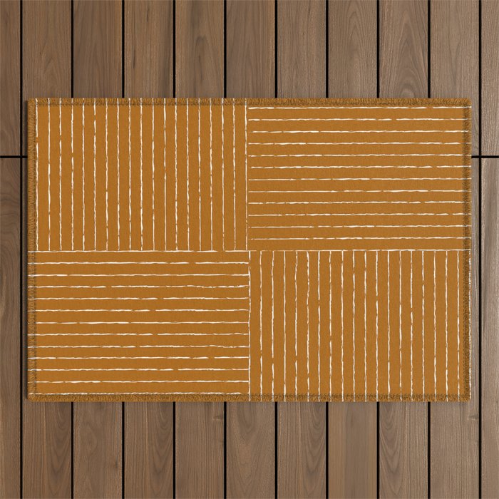 Lines III (Golden Brown) Outdoor Rug Gallery Image 1