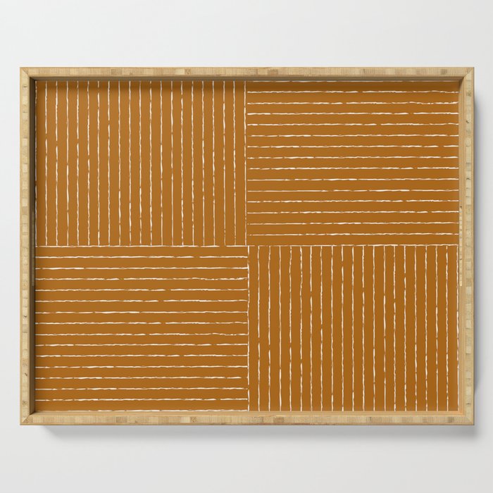 Lines III (Golden Brown) Serving Tray Gallery Image 1