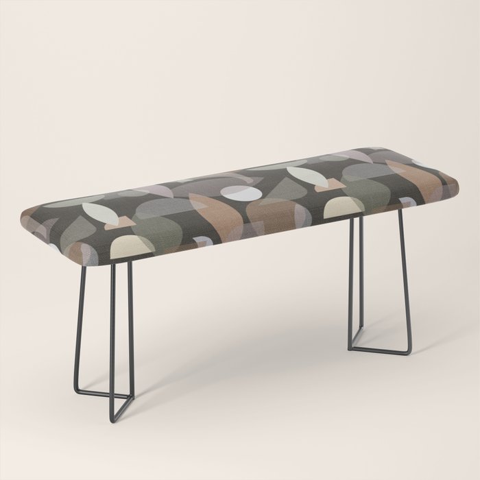 Modern Abstract Geometric Neutral Dark Earthy Tones with Natural Fabric Texture Bench Gallery Image 1