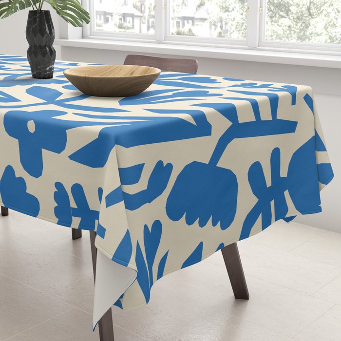 Blue flower nature art pattern Tablecloth Gallery Image 3