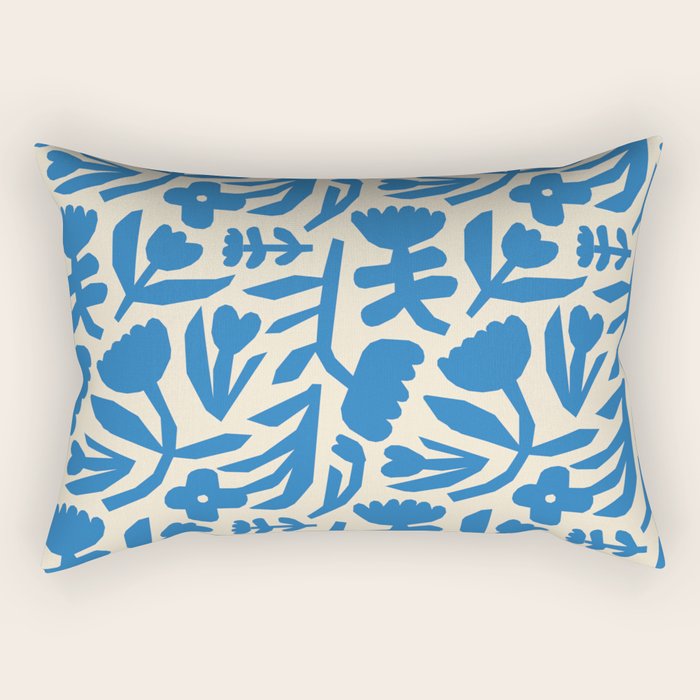 Blue flower nature art pattern Rectangular Pillow Gallery Image 2