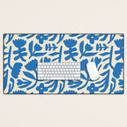 Blue flower nature art pattern Desk Mat Gallery Image 1