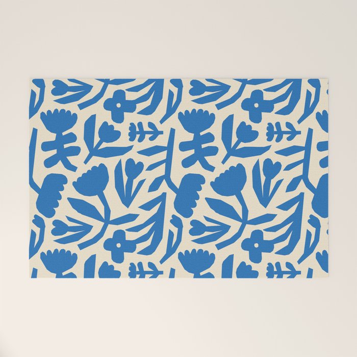 Blue flower nature art pattern Welcome Mat Gallery Image 1