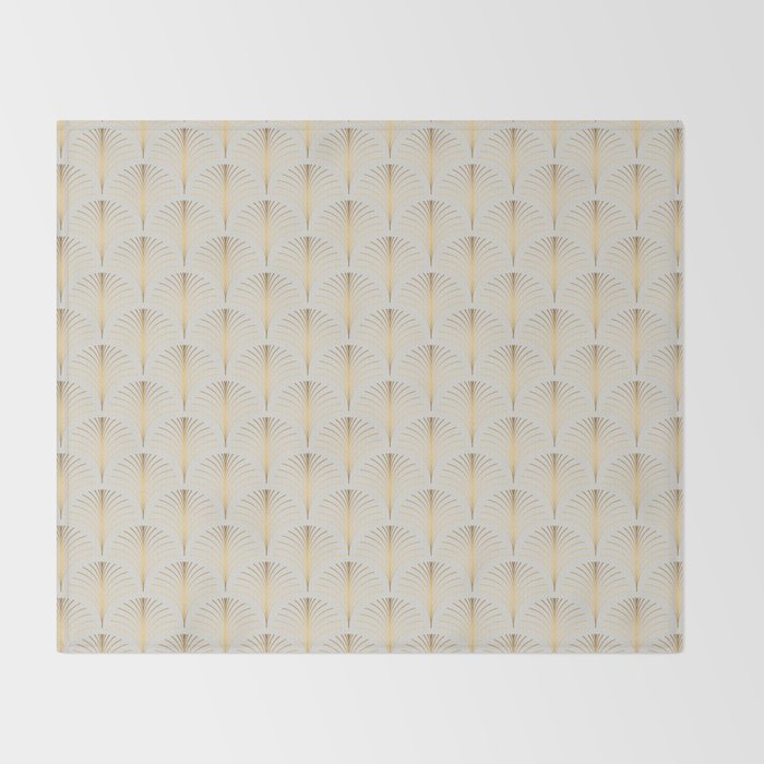 Golden Fan Leaf Art Deco Throw Blanket Gallery Image 2