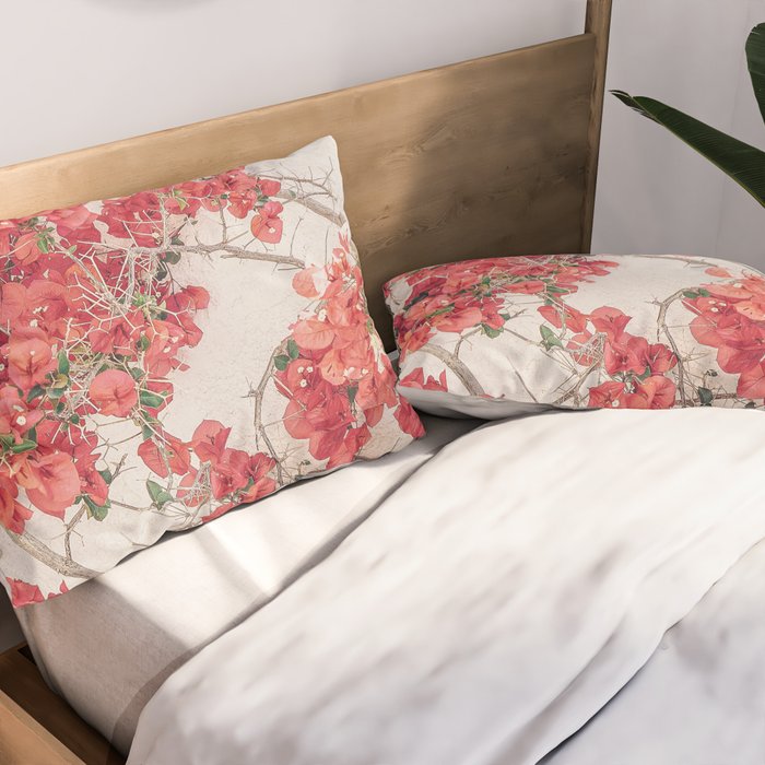 Mediterranean Bougainvillea Flower Pillow Sham Gallery Image 2