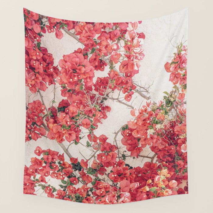 Mediterranean Bougainvillea Flower Wall Tapestry Gallery Image 1