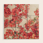 Mediterranean Bougainvillea Flower Wood Wall Art Gallery Image 1