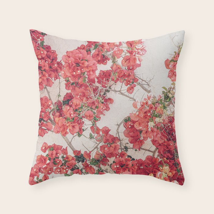 Mediterranean Bougainvillea Flower Throw Pillow Gallery Image 1