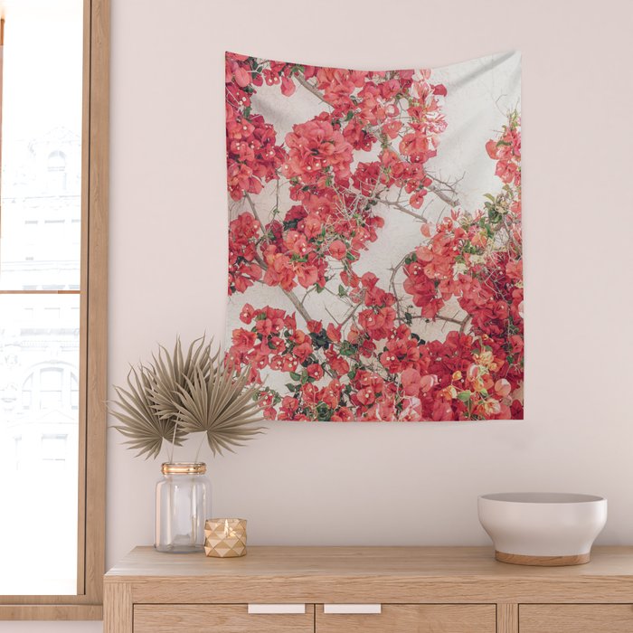 Mediterranean Bougainvillea Flower Wall Tapestry Gallery Image 2