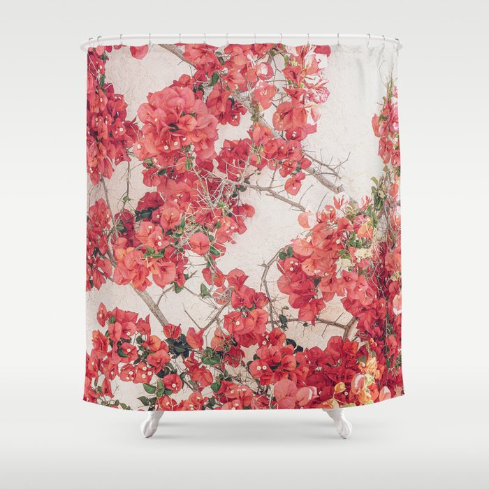 Mediterranean Bougainvillea Flower Shower Curtain